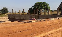 Kassi Kunda Workshop, Gambia Rammed earth wall in the process of being built